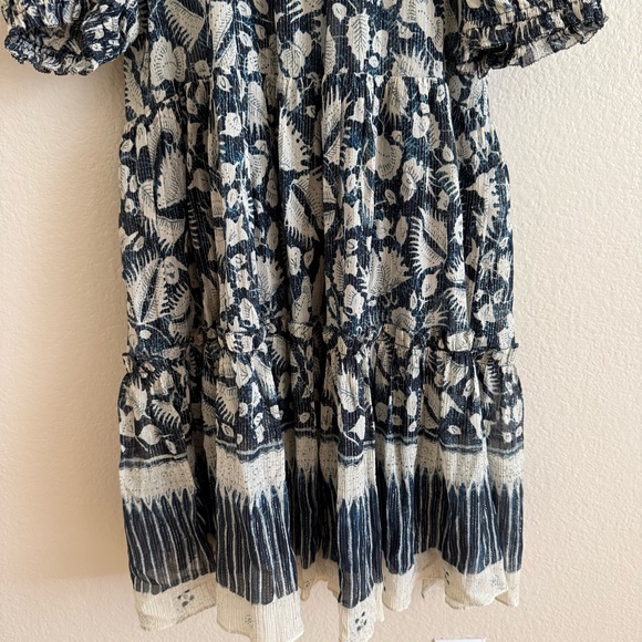 Ulla Johnson Navy and Cream Textured Dress With Metallic Details Size 6 - Picture 4 of 11